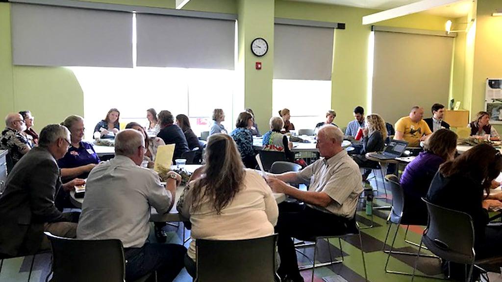 Community members in Riley County, Kansas, meet to discuss food system needs